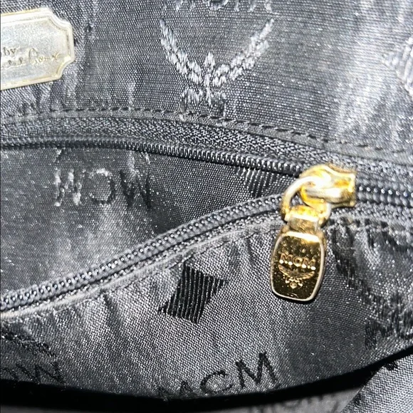 MCM Black Monogram Backpack with Leather Trim - Picture 12 of 17